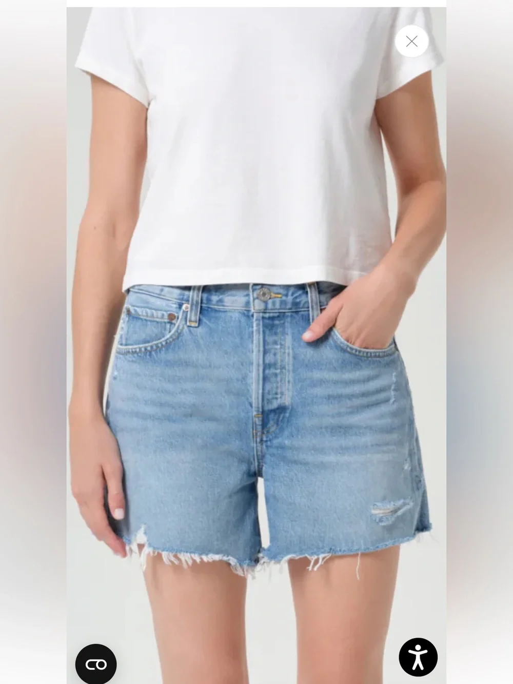 Parker Long Women's Distressed Denim Shorts - Light Blue